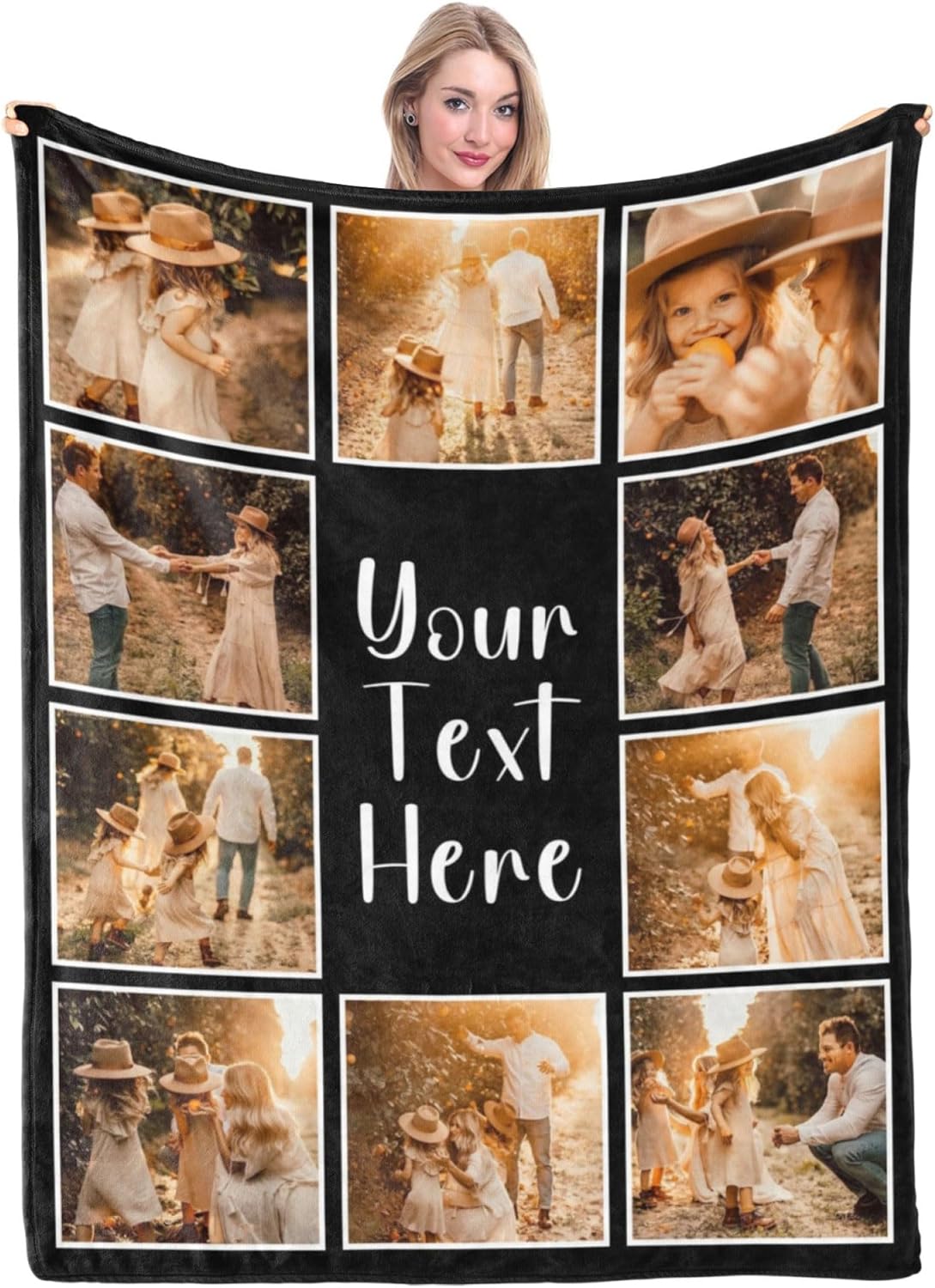 Custom Blanket with Picture, Personalized Picture Throw Blanket for Family Mom Dad, Customized Memory Blankets for Mother's Day Father's Day Christmas Birthday