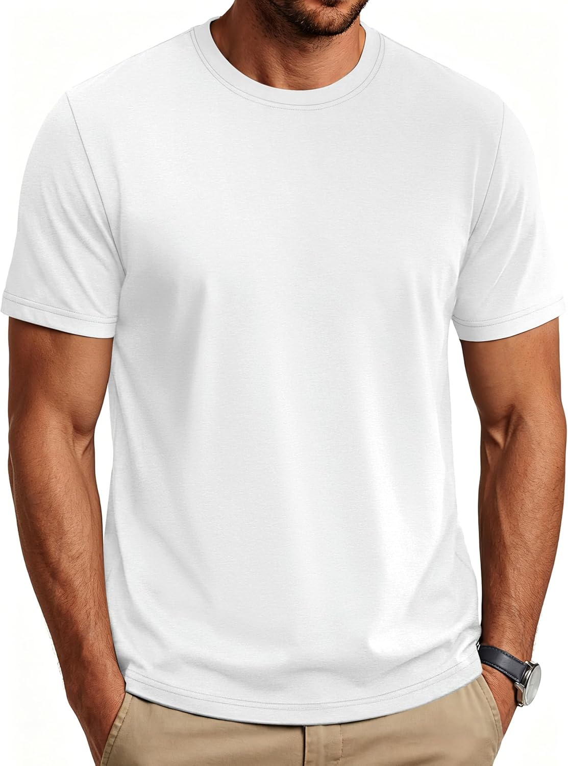 Mens T-Shirts Short Sleeve Cotton Crew Neck Lightweight Moisture Wicking Casual Soft Basic Plain Tee Shirts