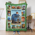Personalized Trash Truck Blanket for Boys with Name, Custom Garbage Truck Recycling Theme Name Blanket, Cute Trash Truck Nursery Decor, Soft Plush Toddler Throw, Unique Birthday Gift for Son