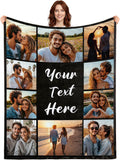 Custom Blanket with Picture Text Customized Photo Blanket Personalized Throw Blankets Customizable Gifts for Women Men Mom Dad Couple Girlfriend Boyfriend Wife Husband Valentines Day