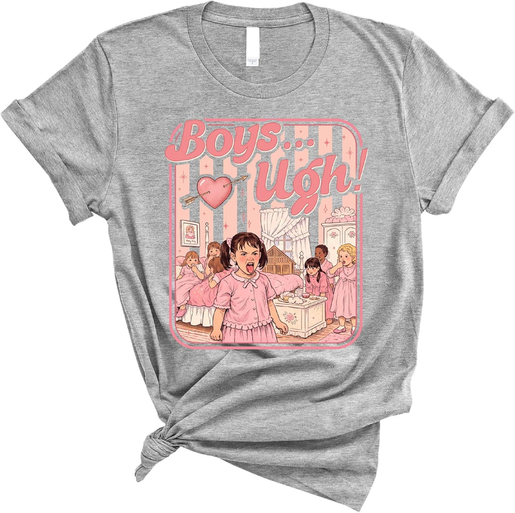 Boys Ugh Funny Graphic T-Shirt, Retro Valentine Humor Tee, Sarcastic Love Quote Shirt, Gift Idea