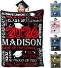 InterestPrint Custom Graduation 2026 Throw Blanket Proud of You Graduate Hat Red Personalized Blanket for Graduation Gift with College Name Class of 2026 Blanket for Daughter Son from Mom Dad