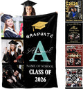 Personalized Picture Blanket for Class of 2026 Graduates Graduation Gift College Personalized Senior Class of 2026 Blankets with Photo and Name Graduation Gift for Her, 8 Sizes