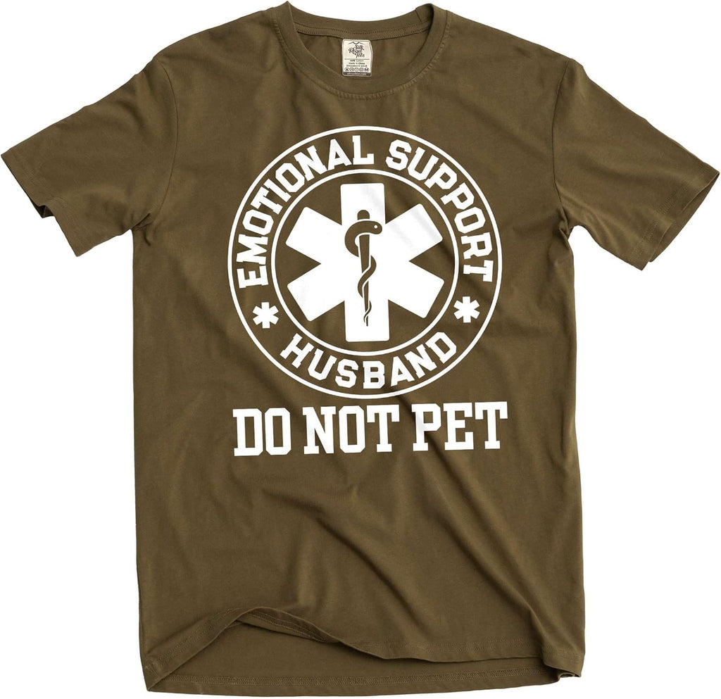 Men's Funny Emotional Support Husband T-Shirt Sarcastic Do not pet Father's Day dad Gift tee