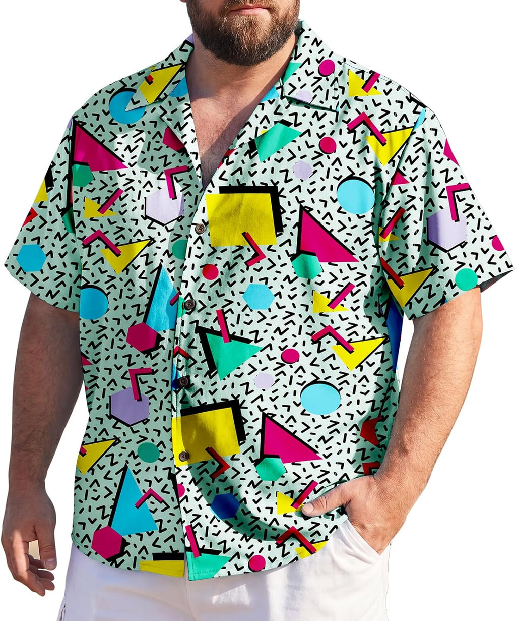 Big and Tall Hawaiian Shirts for Men Short Sleeve Plus Size 4XL 5XL 6XL, Relaxed Fit Vacation Beach Wear