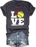 Softball Lover Mom T Shirt Love Love Heart Graphic Softball Player Mama Coach Women Gift Sport Mom Gift Tees