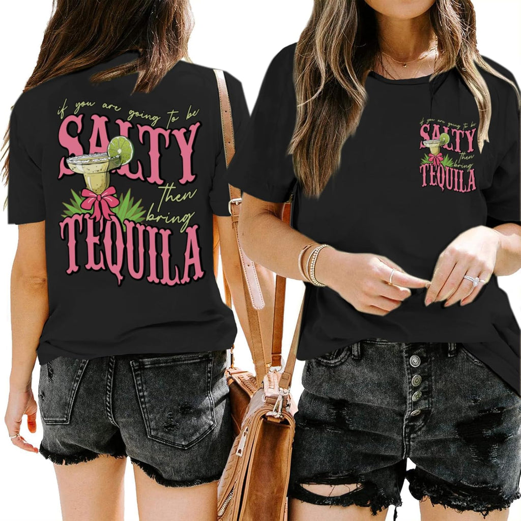Funny Tequila Shirts for Women Cinco De Mayo Shirt Margarita Drinking Salty Graphic Tees Casual Short Sleeve Tops