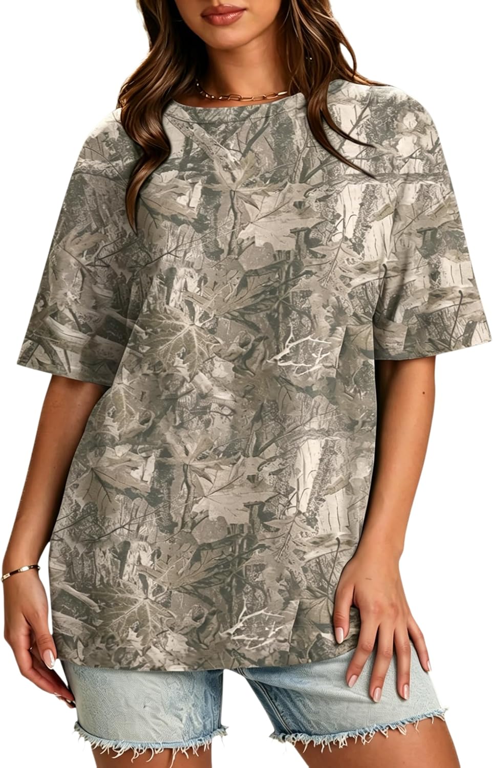 Camo Shirt for Women Mens Maple Leaf Print Camouflage T Shirt Summer Short Sleeve Oversized Camo Tee Shirts Tops
