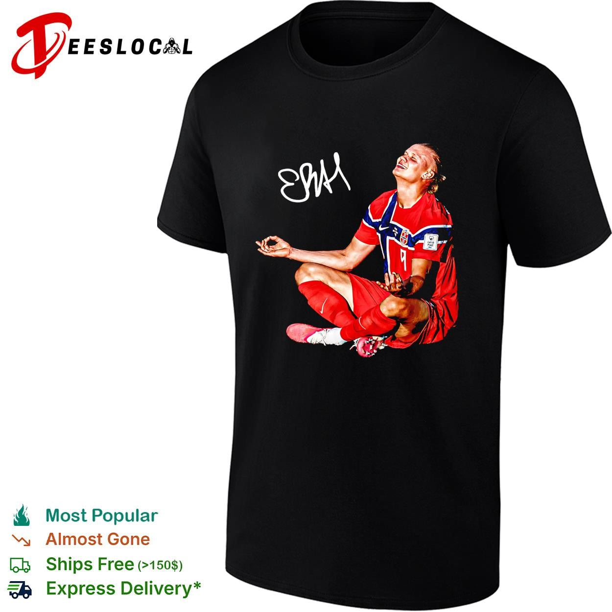 Erling Haaland Norway Number Meditation Celebration Signature Poster Tee (1)