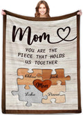 Personalized Mothers Day Funny Gifts for Mom Wife Nana Grandma from Daughter Son Grandkids Husband Custom Unique Puzzle Style Blanket with Names Customized Mother's Day Birthday Gifts