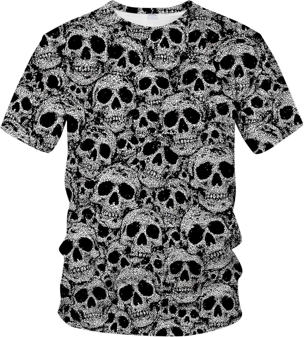 Funny Skull Graphic T-Shirt Novelty Short Sleeve Crewneck Shirt