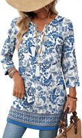 Summer Boho Tops For Women 3/4 Length Sleeve Womens Tops Vacation Outfits