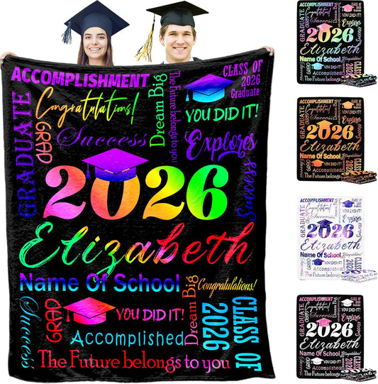 Artsadd Personalized Graduation 2026 Blanket for Niece, Custom Gradient Green Graduation Throws 2026 Customized Graduation Gifts for Best Friends Women Men,Boy, Girl, Granddaughter, Grandson
