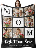 Gifts for Mom, Mother's Day Blanket Gift for Mom from Daughter Son, Custom Photo Blanket, Personalized Blankets with Picture Mother Gifts - Christmas Birthday for Moms Grandma Women
