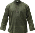 Men’s Plain Hemp Cotton Long Sleeve Boho Festival Hippie Grand Dad Shirt