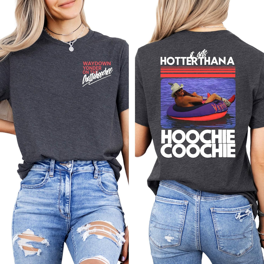 Hotter Than A Hoochie Coochie T-Shirt, Country Music Shirt, 90s Southern Song Lyric Tee, Funny Summer Country Concert Shirt