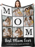 Gifts for Mom, Mother's Day Blanket Gift for Mom from Daughter Son, Custom Blanket with Photo, Personalized Picture Blankets Mother Gifts - Christmas Birthday Present for Moms Grandma Women