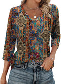 3/4 Length Sleeve Womens Tops Casual V Neck Shirts Soft Basic Tees Business Work Blouses