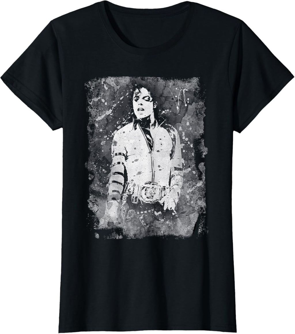 Michael Jackson Bad World Tour 1988 Black and White Splatter T-Shirt