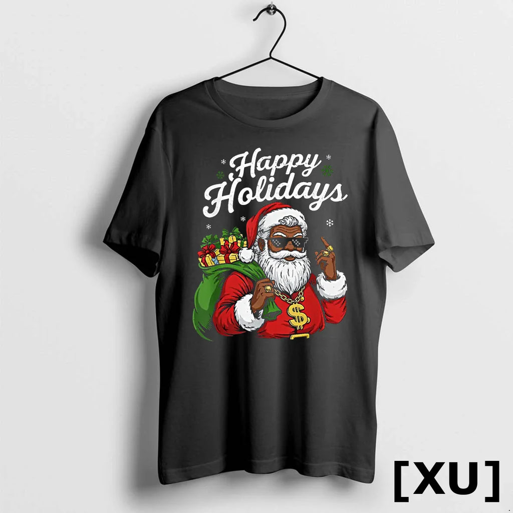 African American Santa Claus Black Christmas Cool Happy Xmas Tshirts Sweater