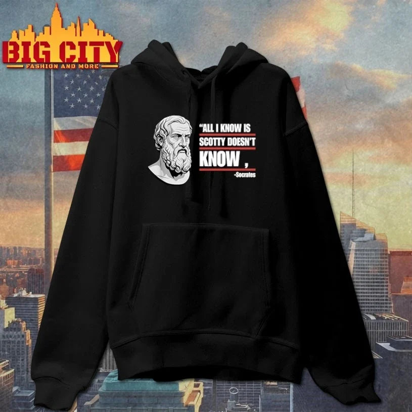 All I Know Is Scotty Doesn’t Know Funny Socrates Parody t-shirt