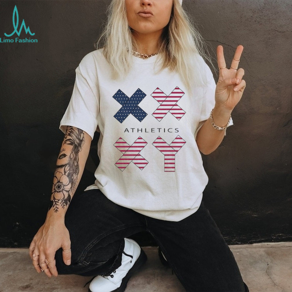 American Flag XX XY Genetics Patriotic Athletic shirt