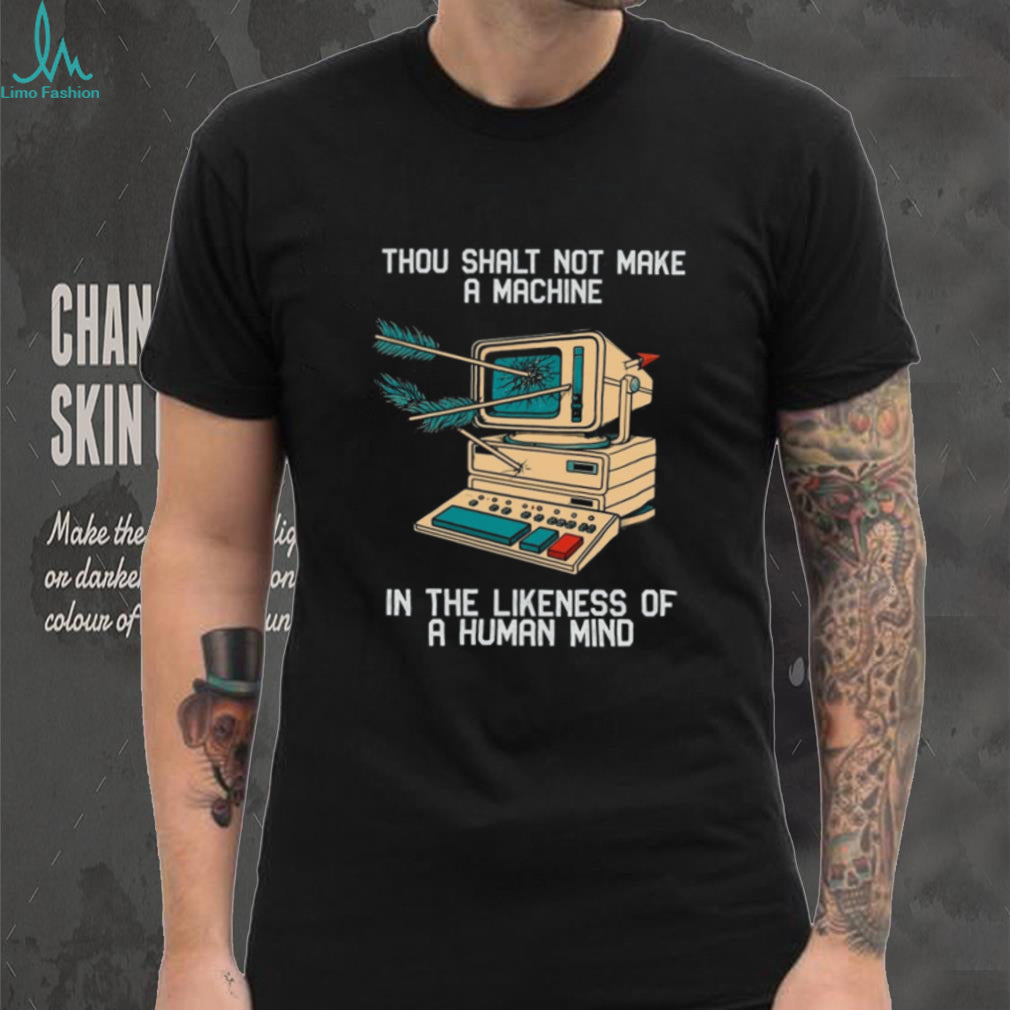 Anti AI Art Tech Human Mind Retro Computer Arrow Shirt