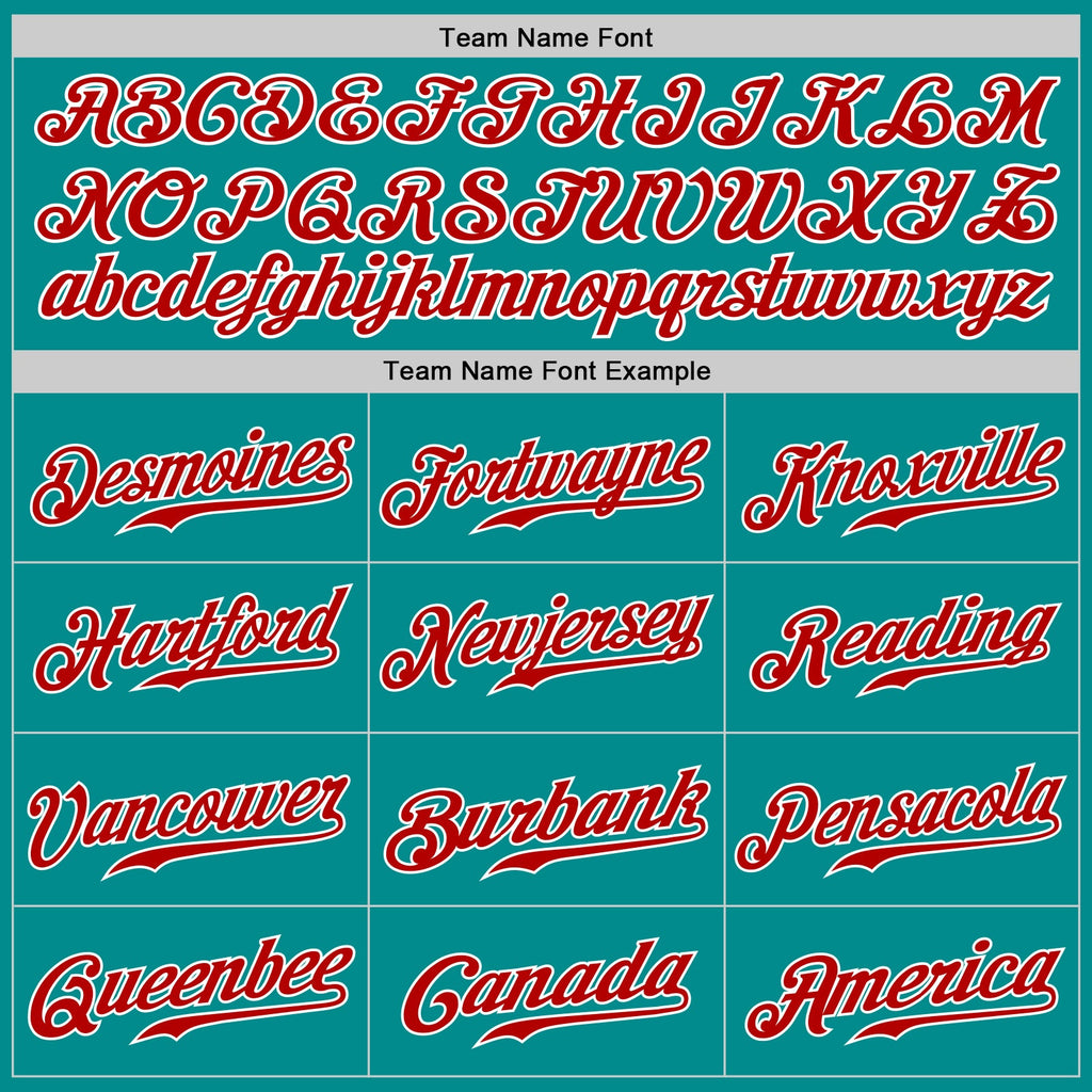 Custom Aqua Red-White Authentic Baseball Jersey