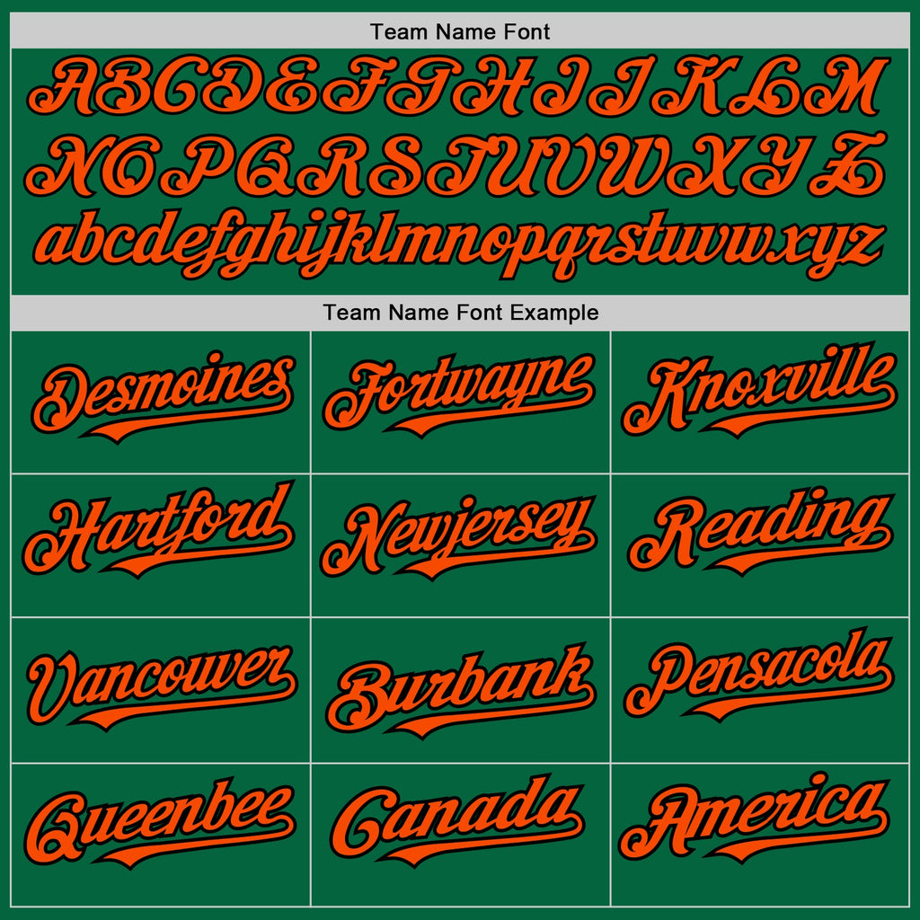 Custom Kelly Green Orange-Black 3 Colors Arm Shapes Authentic Baseball Jersey