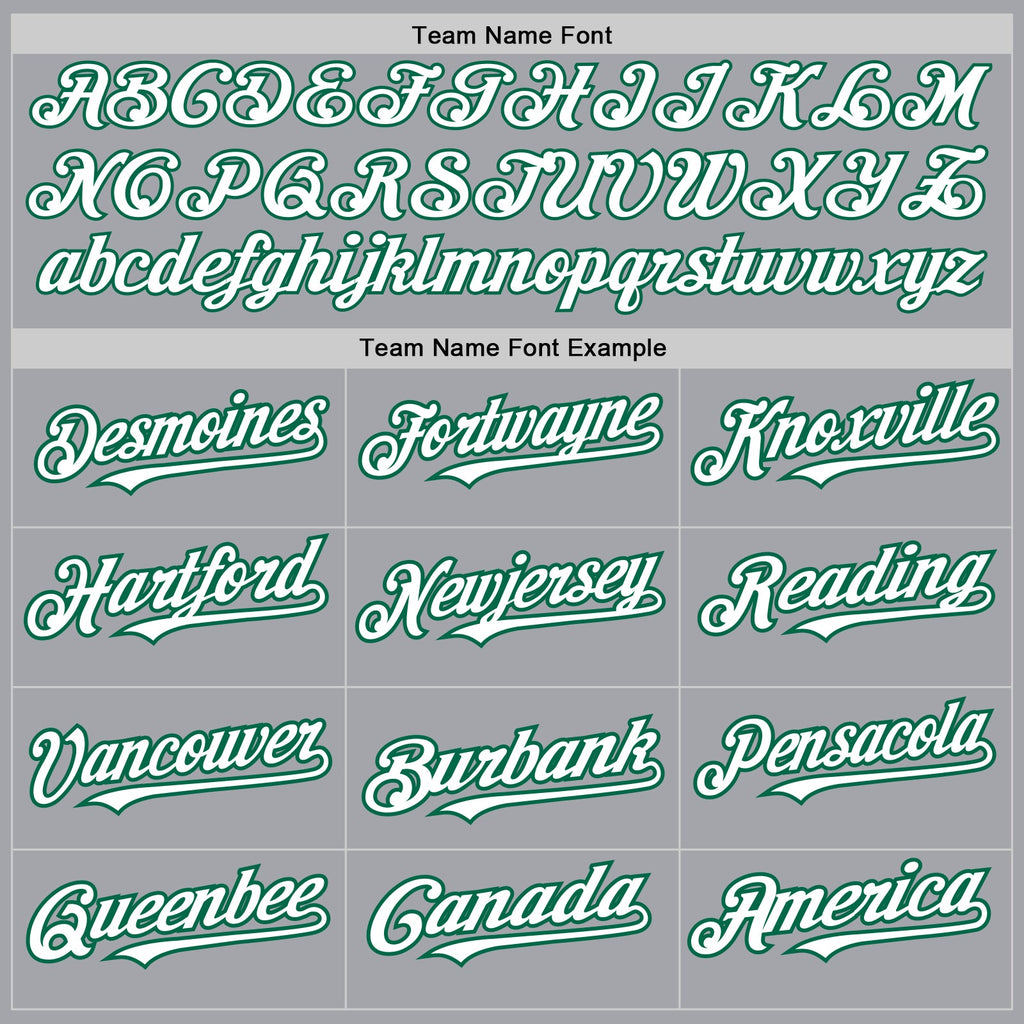 Custom Gray White-Kelly Green 3 Colors Arm Shapes Authentic Baseball Jersey