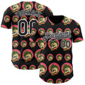 Custom Black White 3D Illymakes Drippy Tropical Skulls Authentic Baseball Jersey