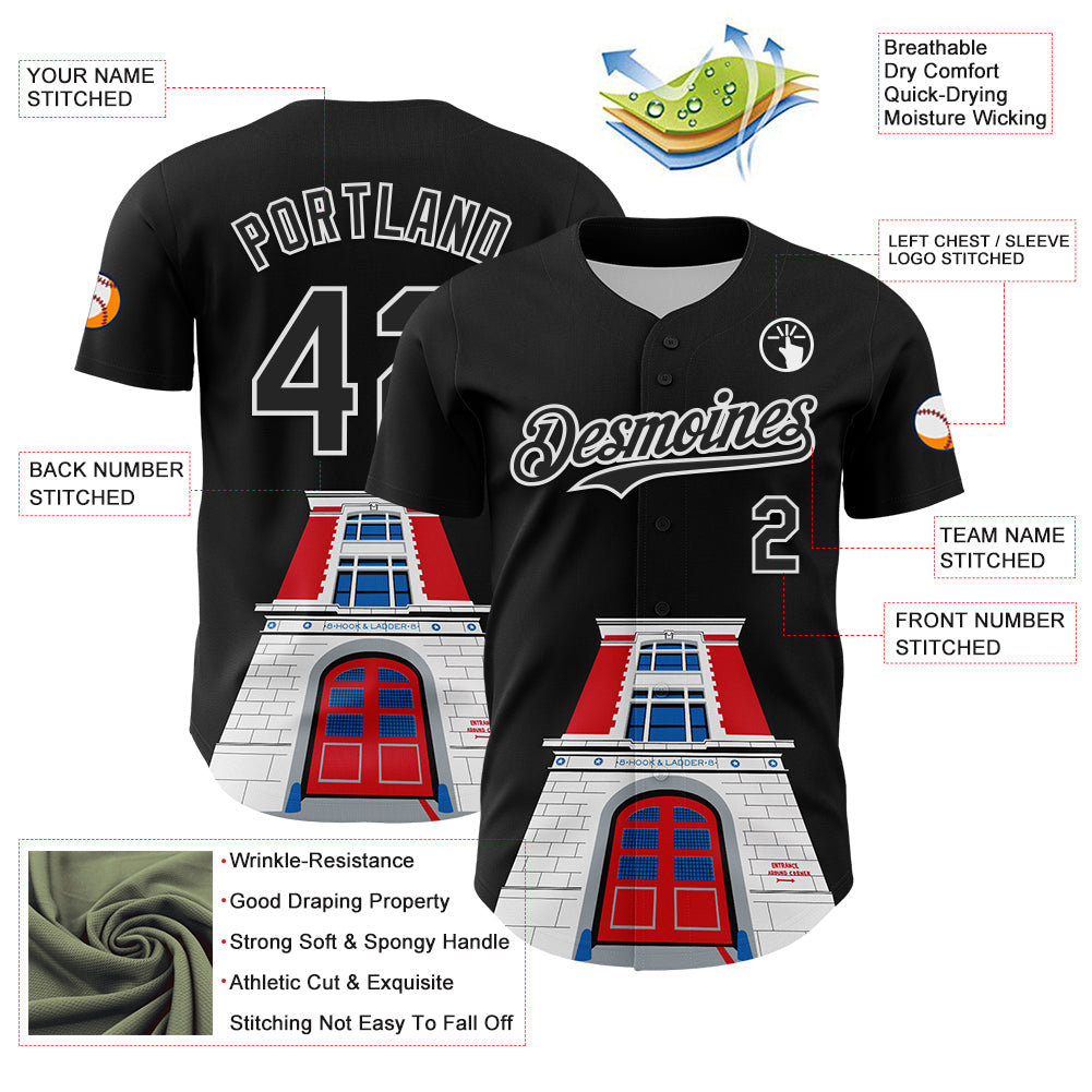 Custom Black White 3D Nikita Fraser Ny Authentic Baseball Jersey