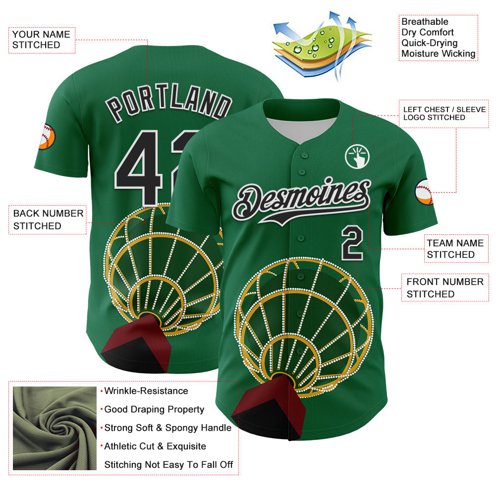 Custom Kelly Green Black-White 3D Nikita Fraser Mongolfier Authentic Baseball Jersey