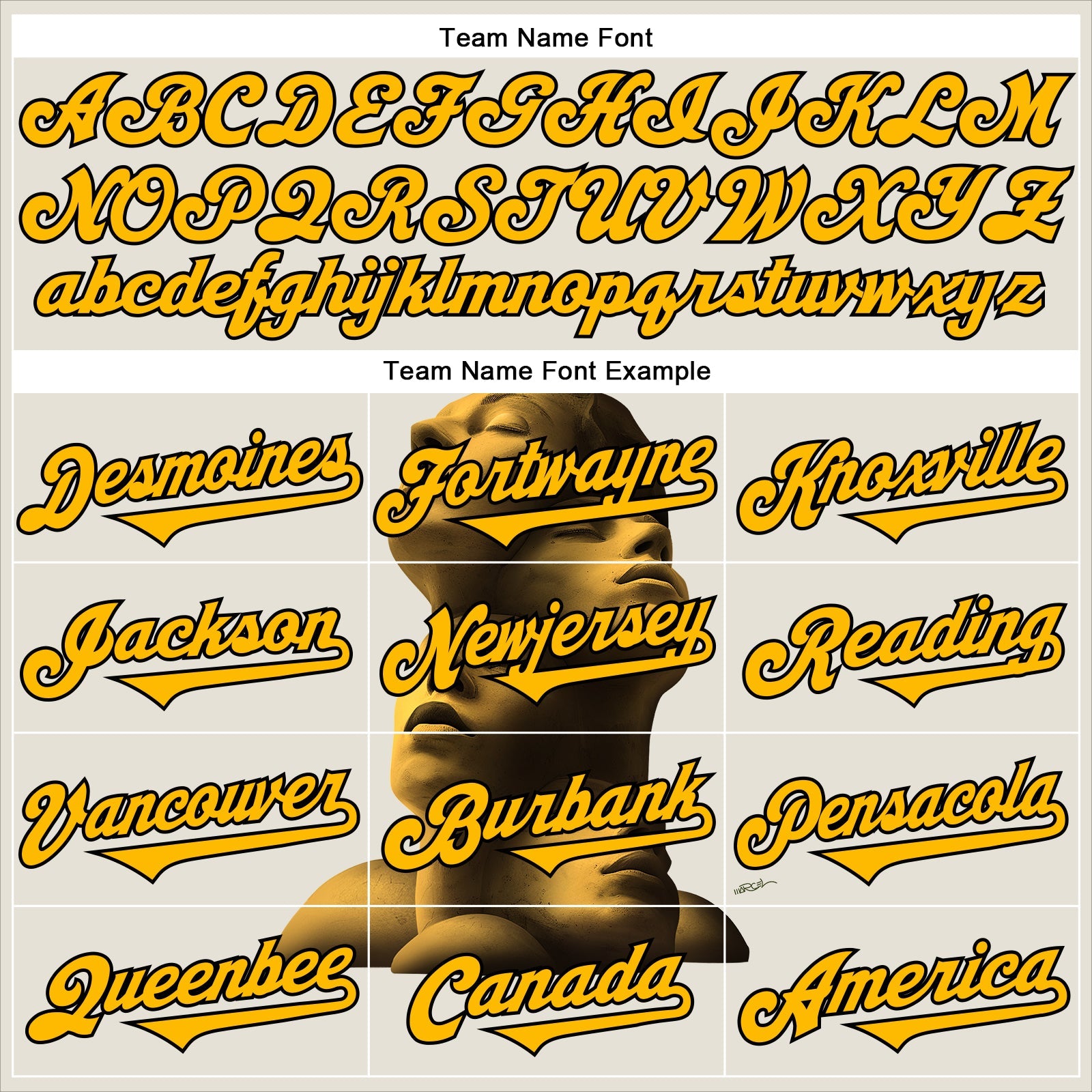 Custom Cream Gold-Black 3D Marcel Caram Composition With Head Authentic Baseball Jersey