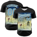 Custom Black Shadow Blue-White 3D Marcel Caram The Horn Authentic Baseball Jersey