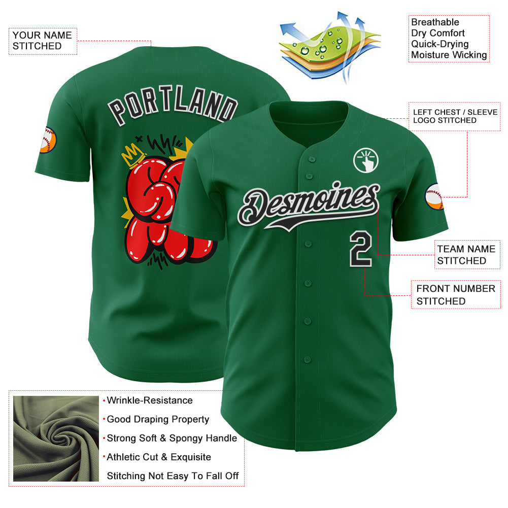 Custom Kelly Green Black-White 3D Alexandra Ramirez Game Plan Street Art Authentic Baseball Jersey