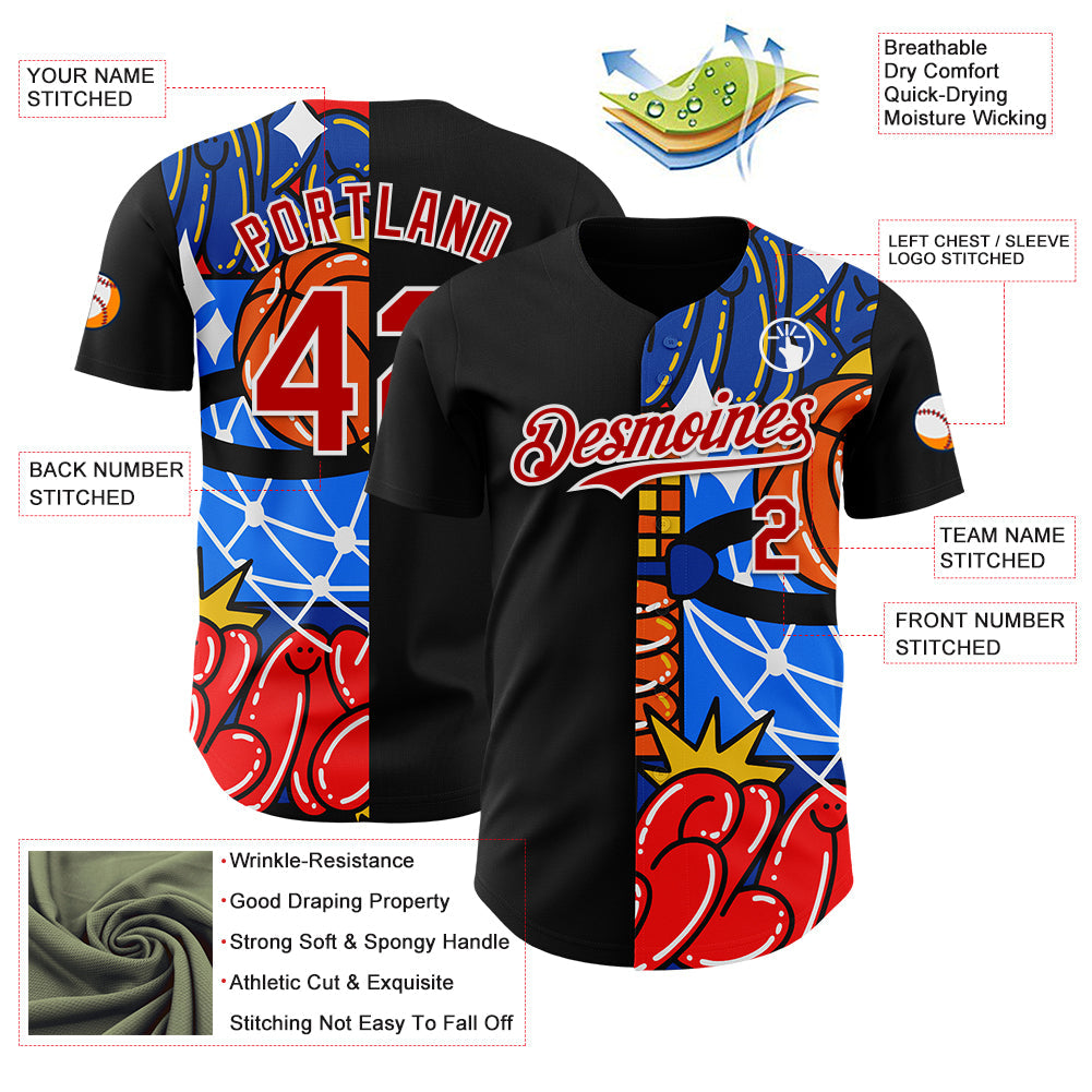 Custom Black Red-White 3D Alexandra Ramirez Wake Up And Slay Street Art Authentic Baseball Jersey