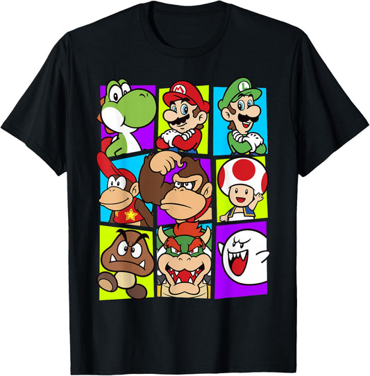 Yoshi Luigi Bowser & Gang Box-Up Graphic T-Shirt T-Shirt