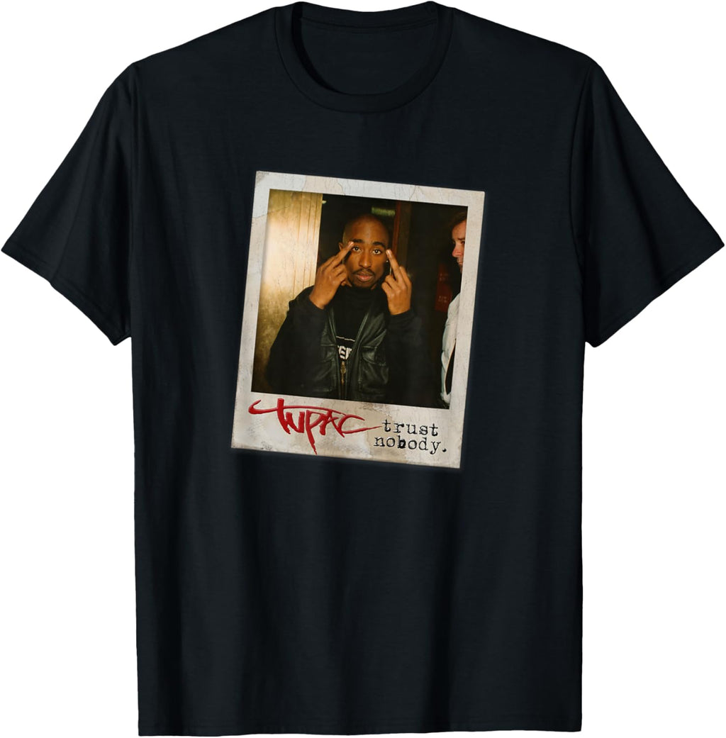 Trust Nobody Photo T-Shirt, Unisex-Adult, Black, Small, Short Sleeve, Cotton 50% Polyester 50%