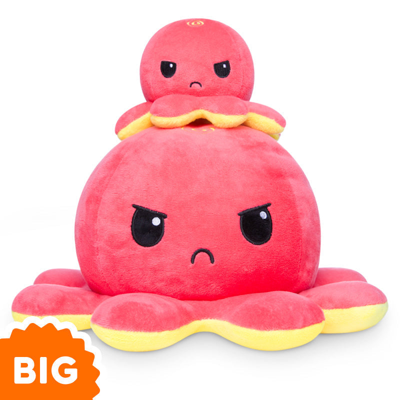 TeeTurtle Big Reversible Octopus Plushie (Yellow + Red)