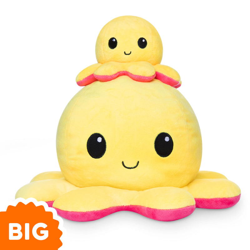 TeeTurtle Big Reversible Octopus Plushie (Yellow + Red)