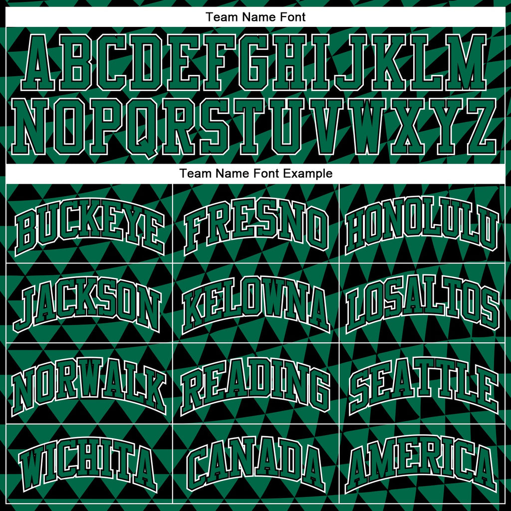 Custom Kelly Green White-Black Triangle Shapes Round Neck Sublimation Basketball Suit Jersey