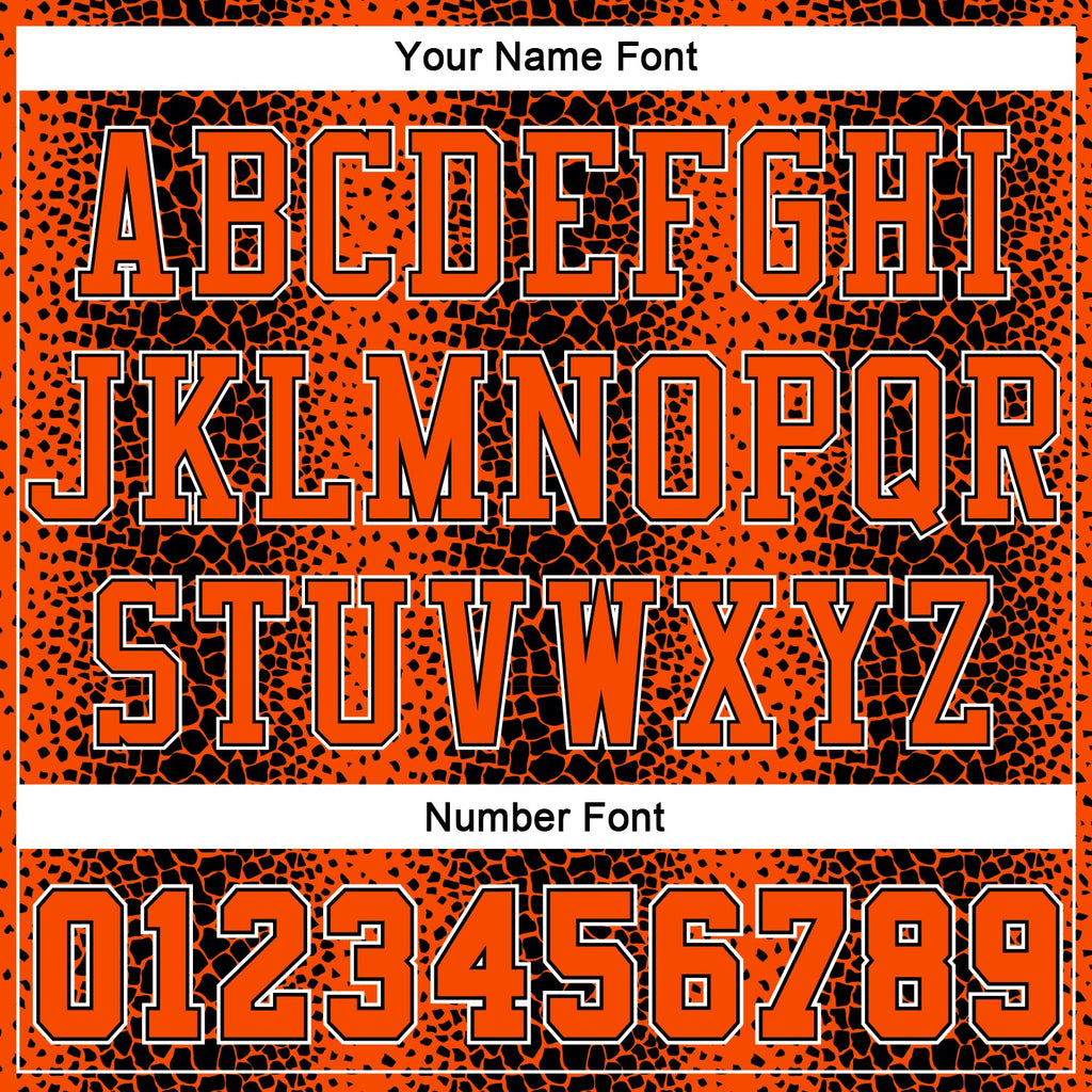 Custom Black Orange-White Animal Fur Print Round Neck Sublimation Basketball Suit Jersey