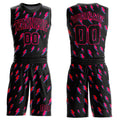 Custom Black Pink Lightning Shapes Round Neck Sublimation Basketball Suit Jersey