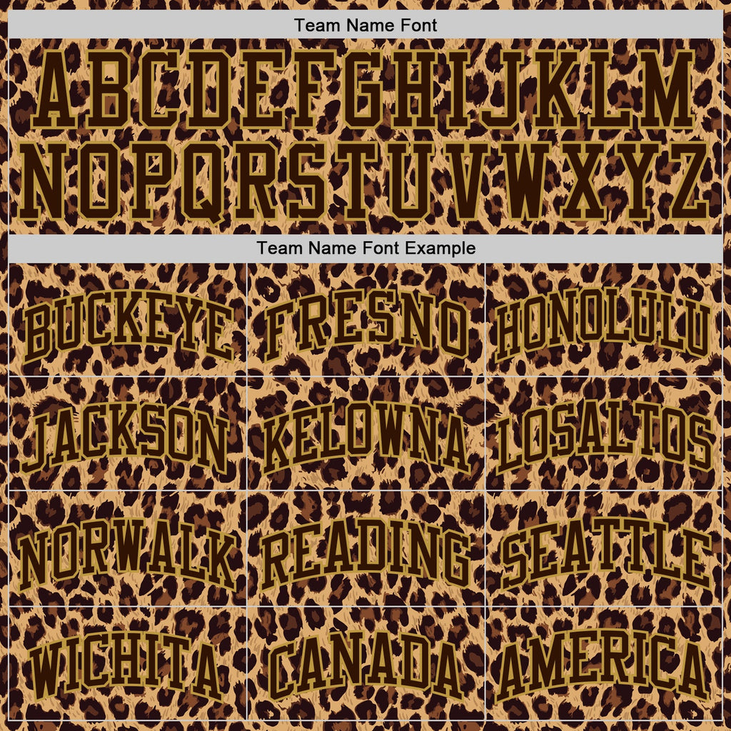 Custom Brown Old Gold Leopard Print Round Neck Sublimation Basketball Suit Jersey