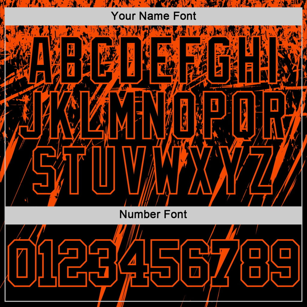 Custom Black Orange Splash Round Neck Sublimation Basketball Suit Jersey