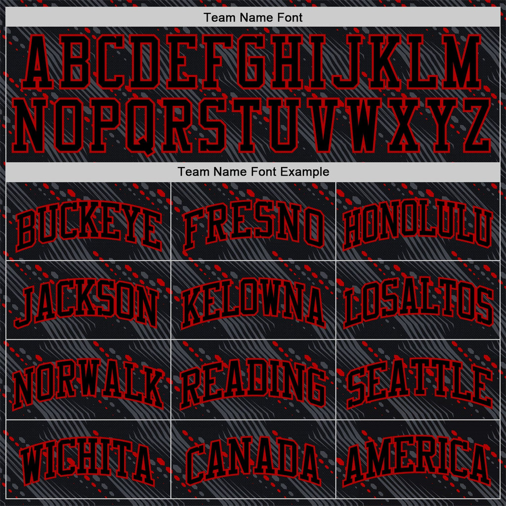 Custom Black Red Slant Lines Round Neck Sublimation Basketball Suit Jersey