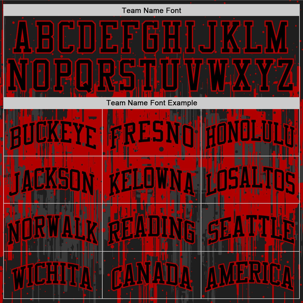 Custom Black Red Dripping Splatter Art Round Neck Sublimation Basketball Suit Jersey