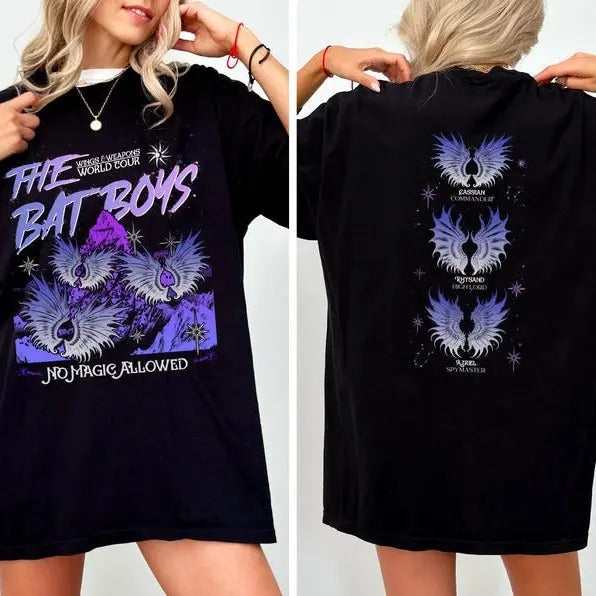 Bat Wingspan Battles Shirt Acotar Sarah J Maas Velaris Rhysand Shirt Cassian Azriel Bookish Halloween Book Boyfriend Shirt T-Shirts