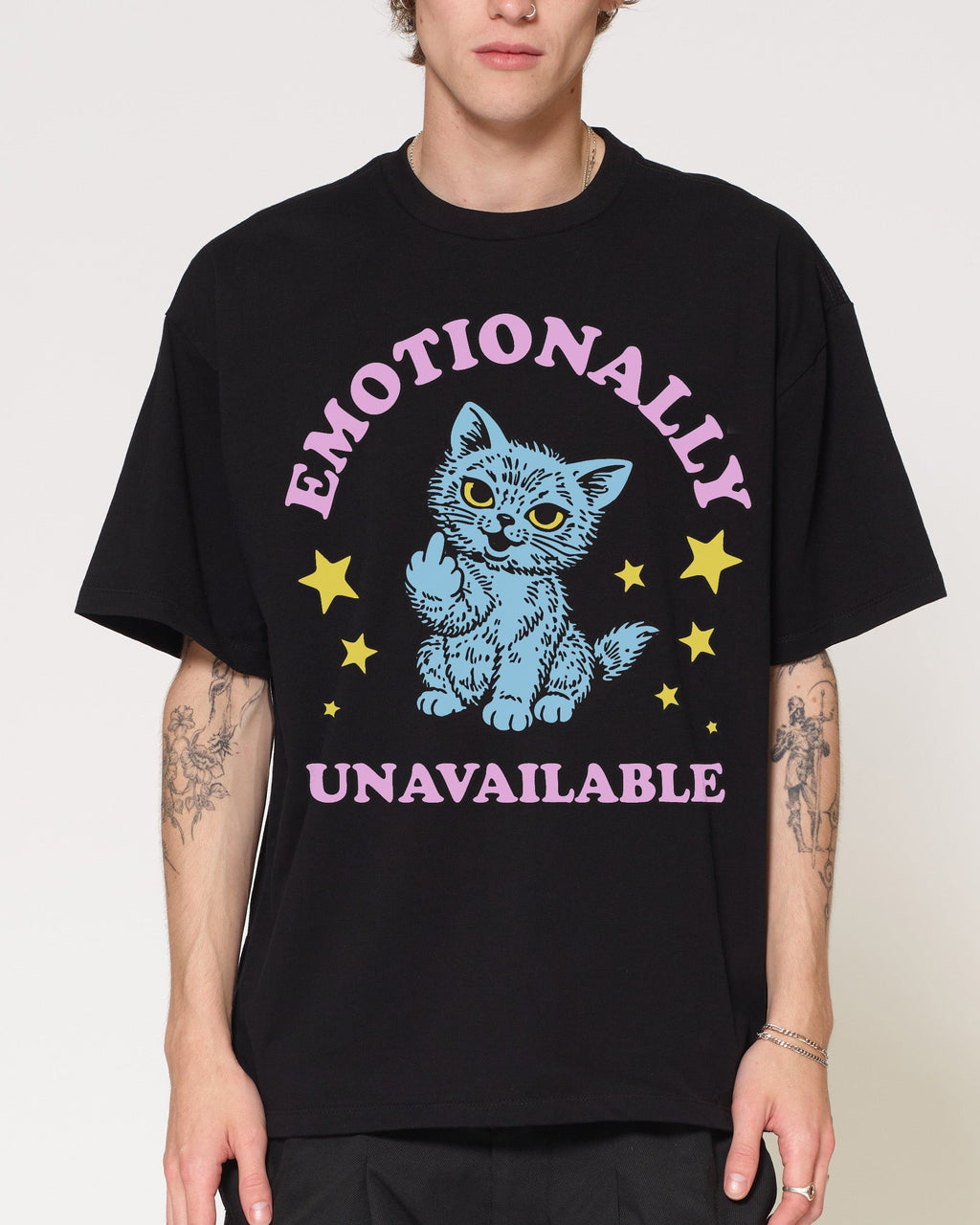 Emotionally Unavailable Cat Oversized Tee